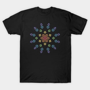 Starburst Rainbow Polyhedral Dice T-Shirt